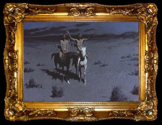 framed  Frederic Remington Pretty Mother of the Night-White Otter is No longer a boy (mk43), ta009-2